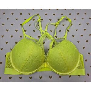 Victorias Secret Neon very sexy push up strappy front close racerback bra 36B